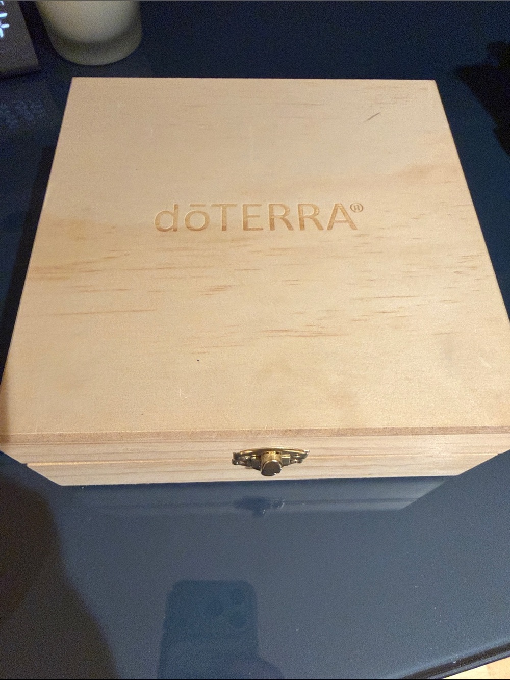 Doterra Light Wood Storage Box with Brass Latch